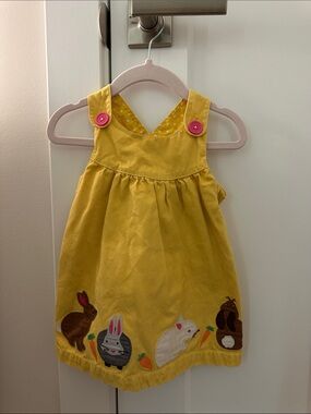 Mini Boden Yellow Bunny Appliqué Toddler Dress